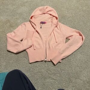 Edikted Pink Cropped Hoodie